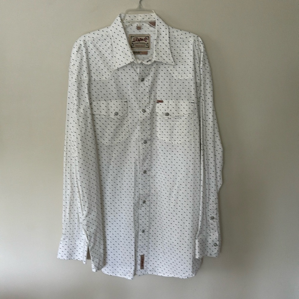 Rafter C Cowboy Collection XXL Men’s Western Shirt Pearl Snaps White PERFECT